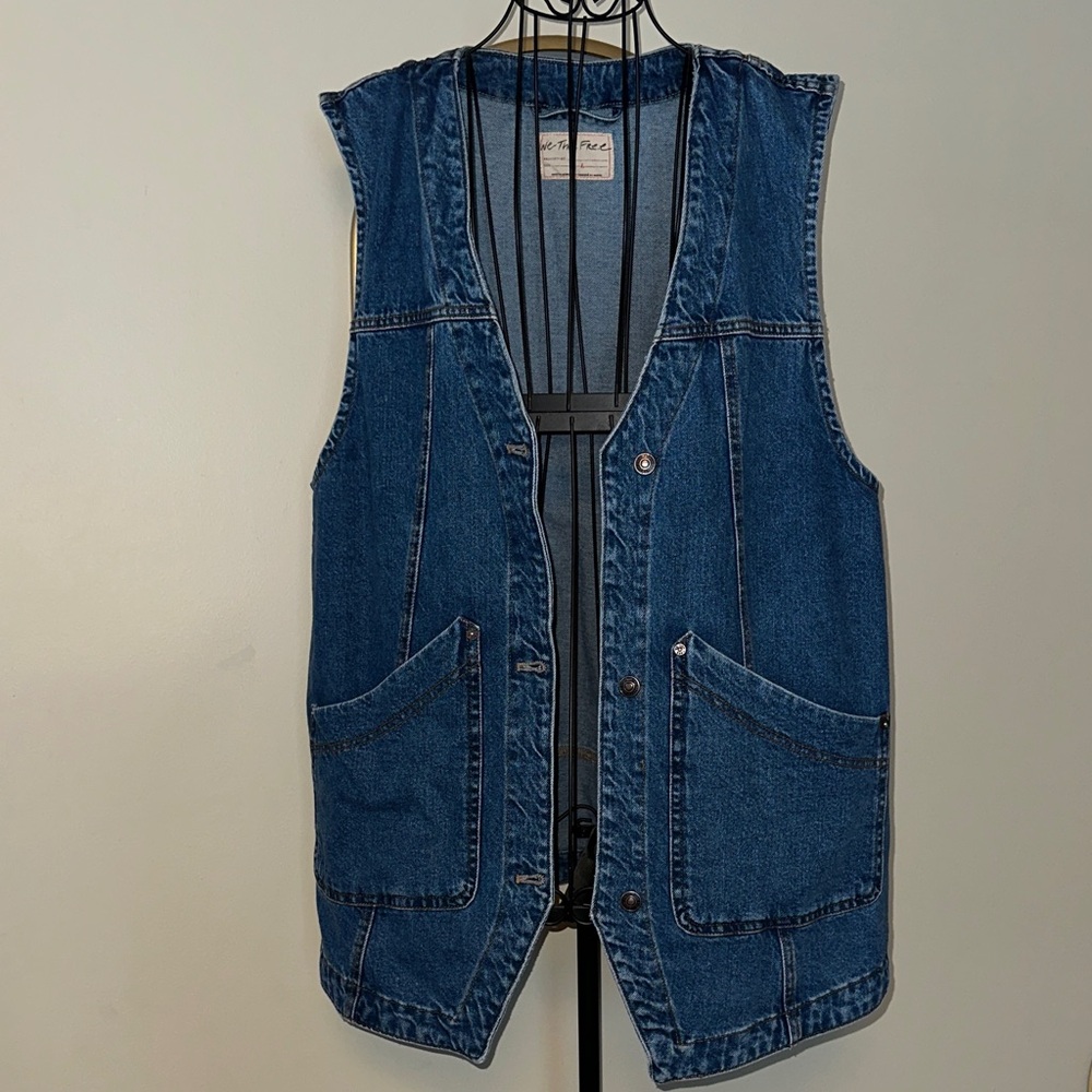 We The Free Dark Blue Denim Vest